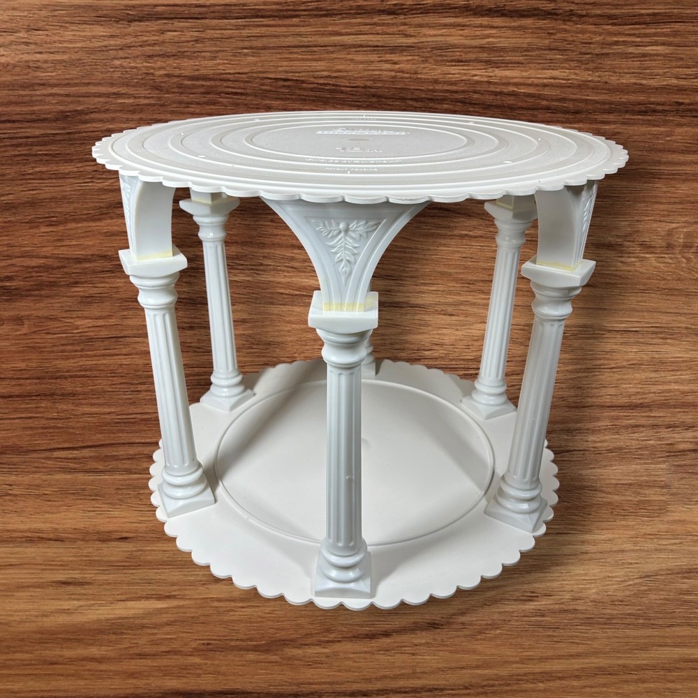 Vtg Wilton Roman Arch Decorator 18" Cake Stand White Tiered Column Separator Set